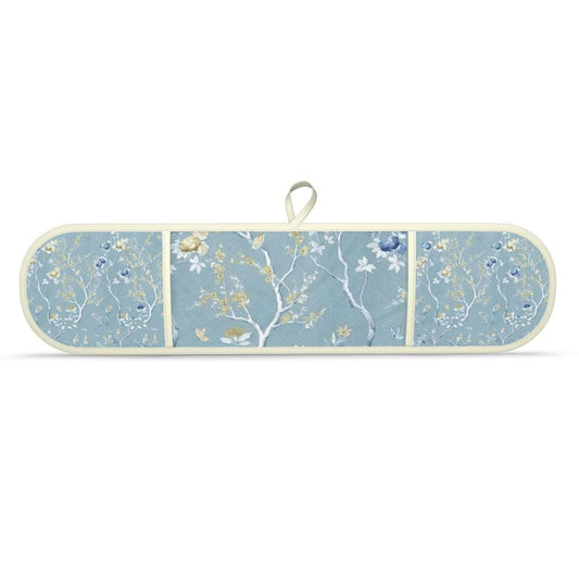 Charming Blue Floral Double Oven Gloves for Baking and Cooking