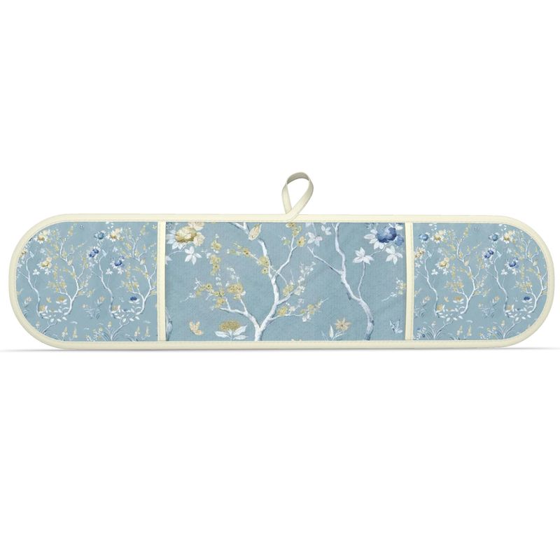 Charming Blue Floral Double Oven Gloves for Baking and Cooking