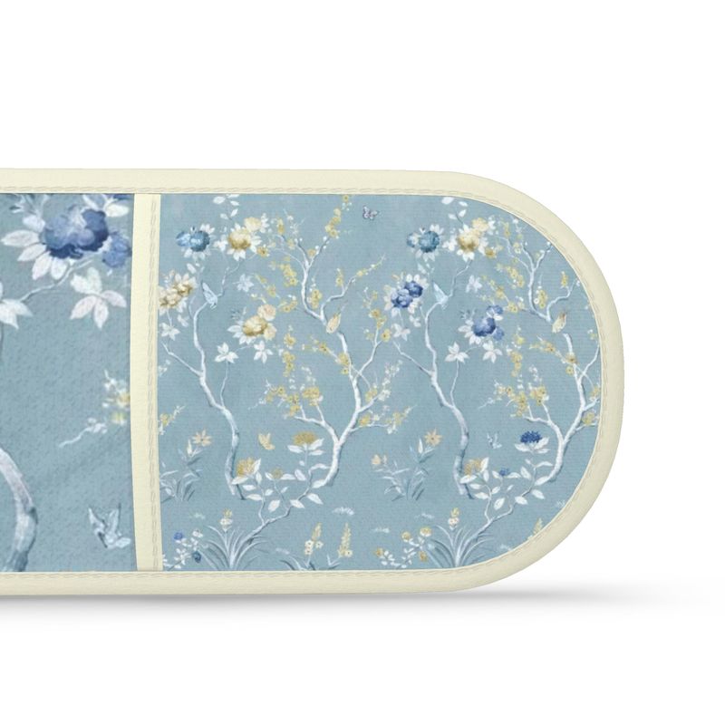 Charming Blue Floral Double Oven Gloves for Baking and Cooking