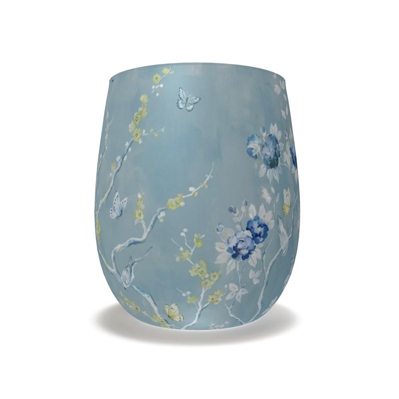 Stunning Blue Floral Crystal Glass - Perfect for Water & Cocktails