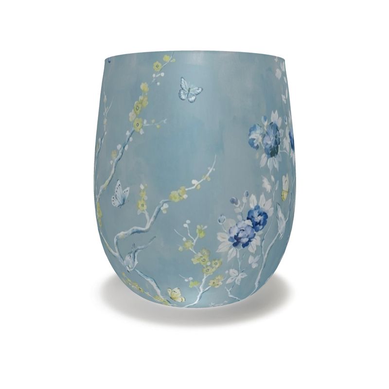 Stunning Blue Floral Crystal Glass - Perfect for Water & Cocktails