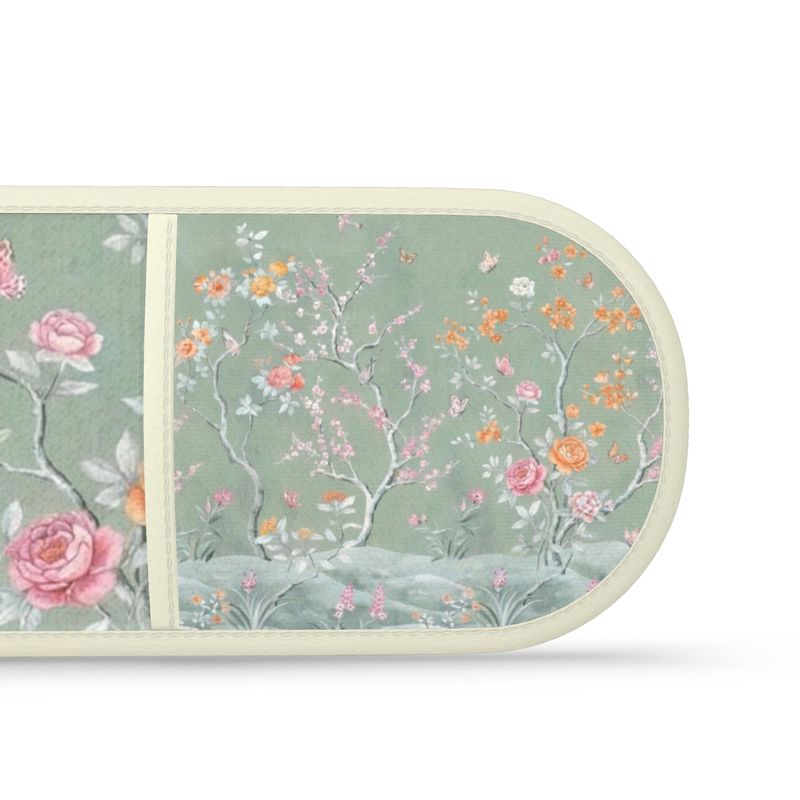 Chic Soft Green Floral Oven Gloves - Stylish Kitchen Accessories