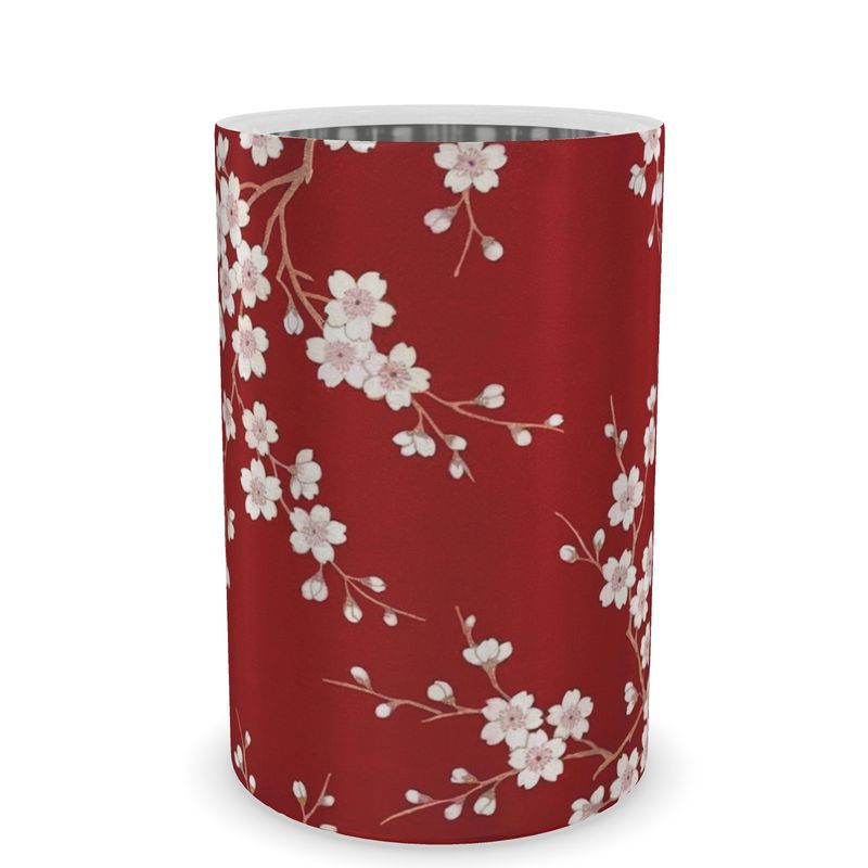 Red Cherry Blossom Wine Cooler - Elegant Floral Drink Chiller