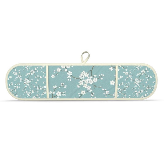 Cherry Blossom Double Oven Gloves in Blue - Stylish Kitchen Essential