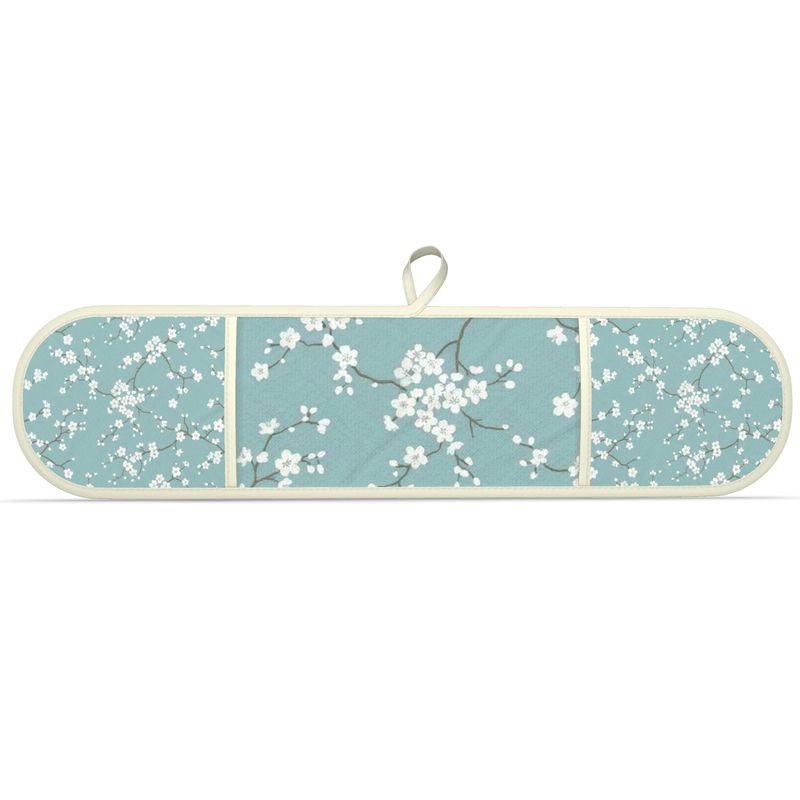 Cherry Blossom Double Oven Gloves in Blue - Stylish Kitchen Essential