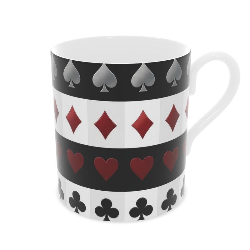 Playing Card Fine Bone China Mug - Ideal for Game Night Gatherings