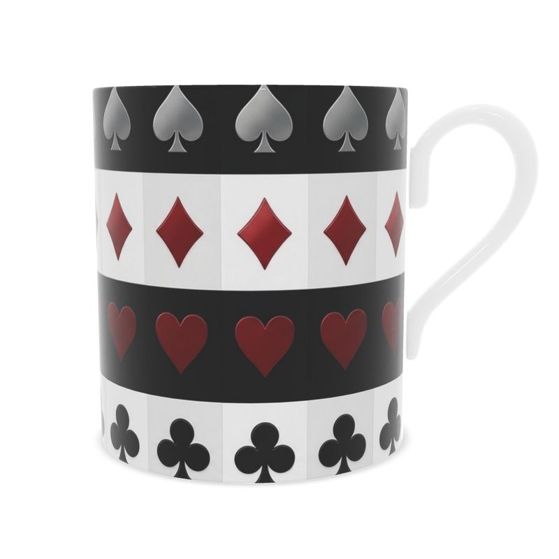 Playing Card Fine Bone China Mug - Ideal for Game Night Gatherings