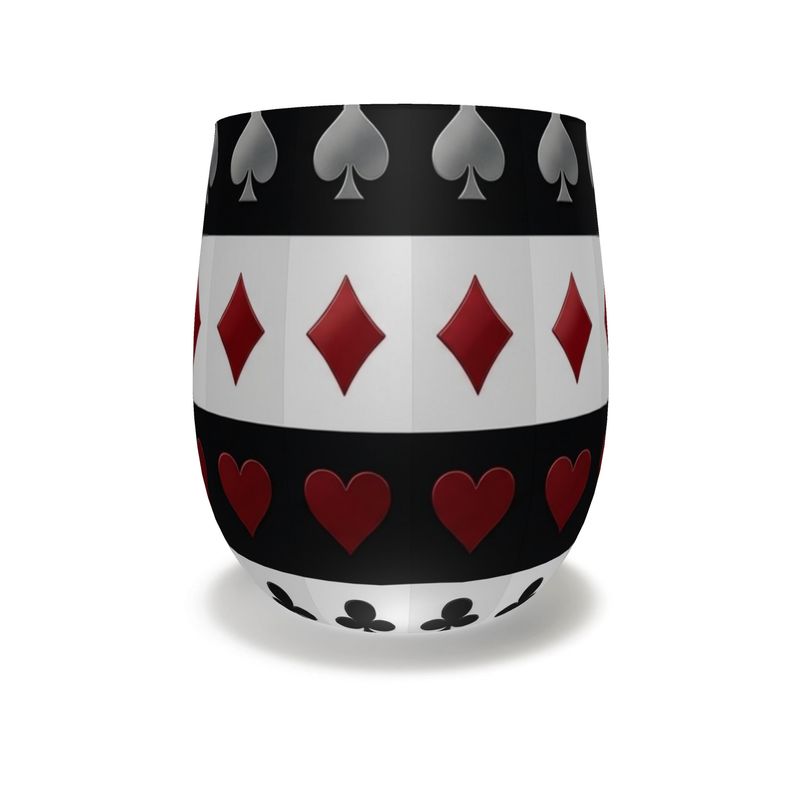 Elegant Playing Card & Crystal Water Glass for Game Nights