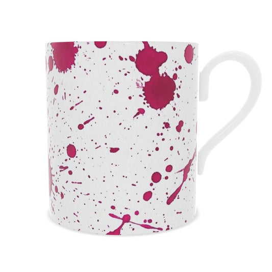 Stylish Fuchsia Ink Mug - Fine Bone China Coffee Cup