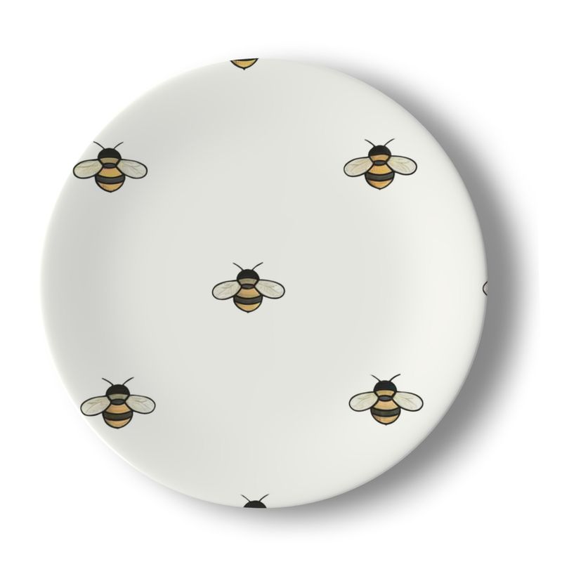 Bees Design Bone China Plate - Elegant Dinnerware Gift