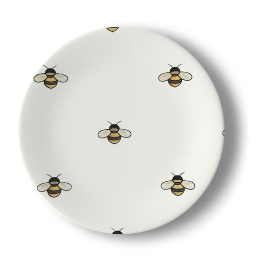 Bees Design Bone China Plate - Elegant Dinnerware Gift