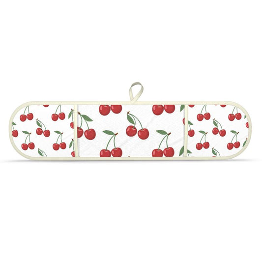Chic Mediterranean Cherries Double Oven Gloves for Cooking & Baking