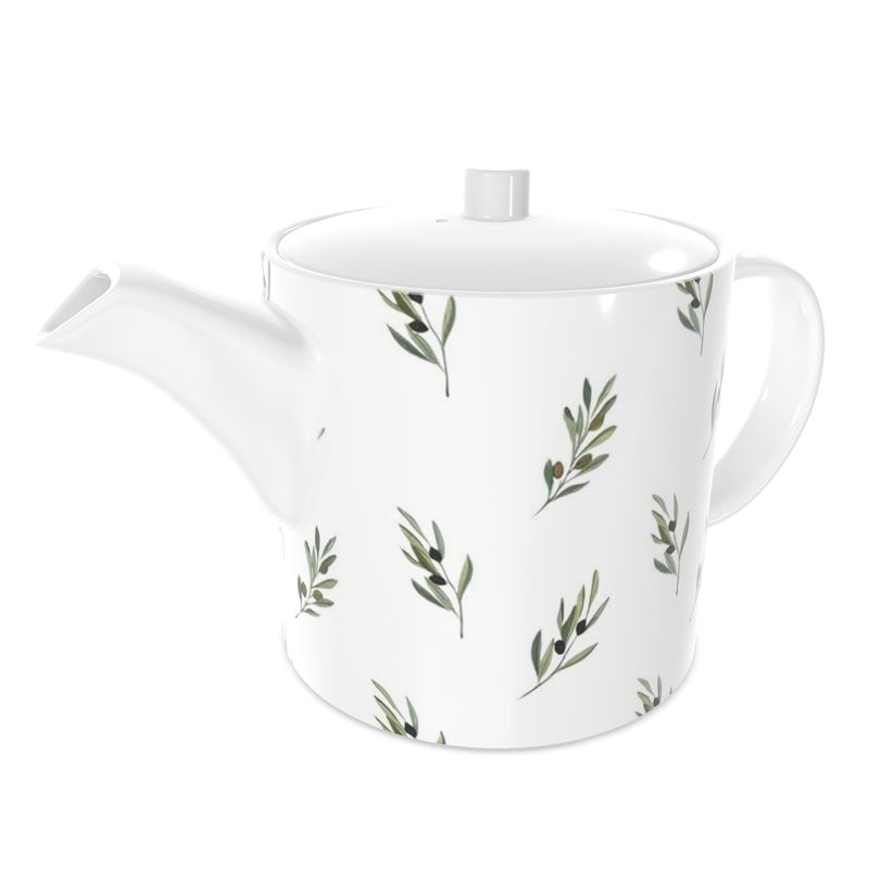 Charming Mediterranean Olive Bone China Tea Pot for Tea Lovers