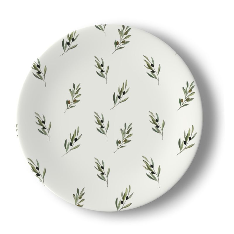Mediterranean Olive Design Bone China Plate - Elegant Tableware