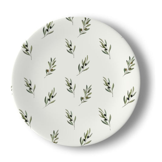 Mediterranean Olive Design Bone China Plate - Elegant Tableware