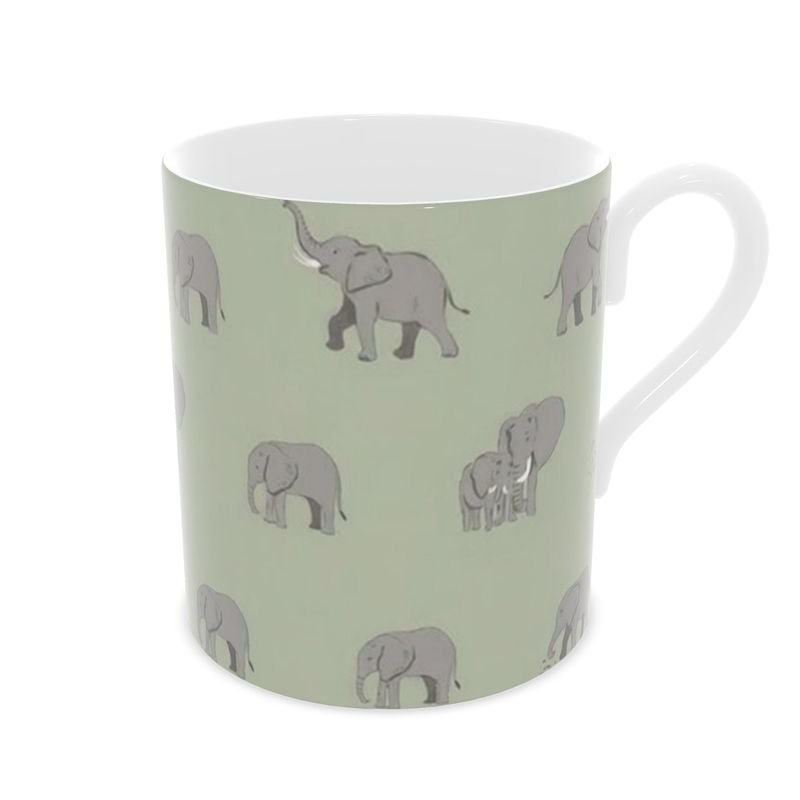 Handcrafted Savannah Elephant Bone China Mug - Perfect Gift for Animal Lovers
