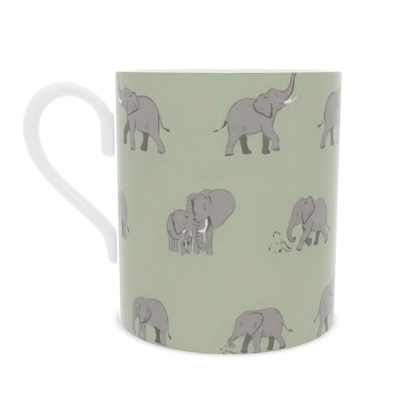 Handcrafted Savannah Elephant Bone China Mug - Perfect Gift for Animal Lovers