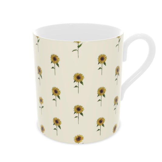 Sunflowers Fine Bone China Mug - Soft Yellow Floral Coffee Cup