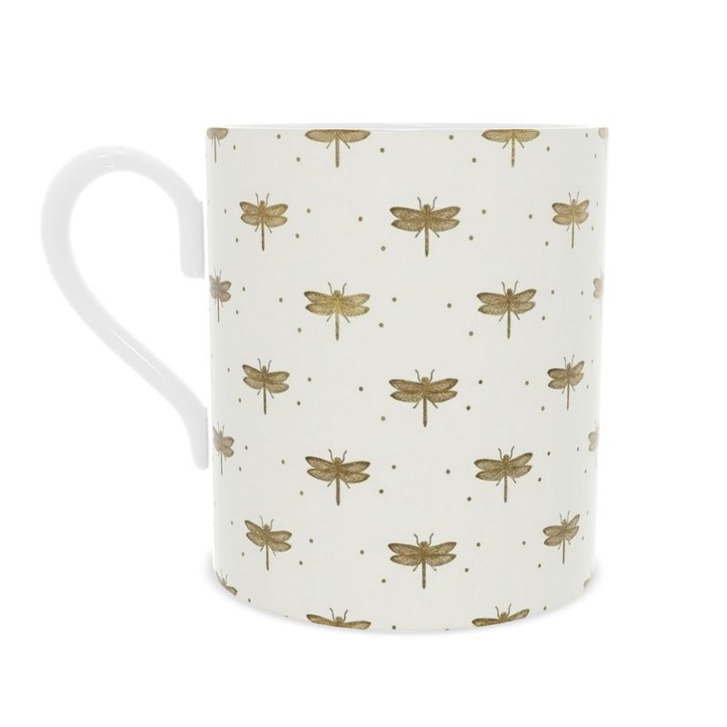 Dragonfly Fine Bone China Mug - Elegant Gift for Nature Lovers