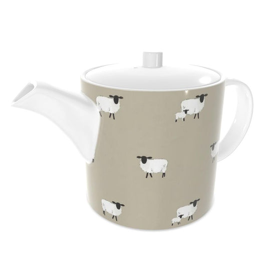 Country Sheep Bone China Tea Pot - Rustic Farmhouse Decor