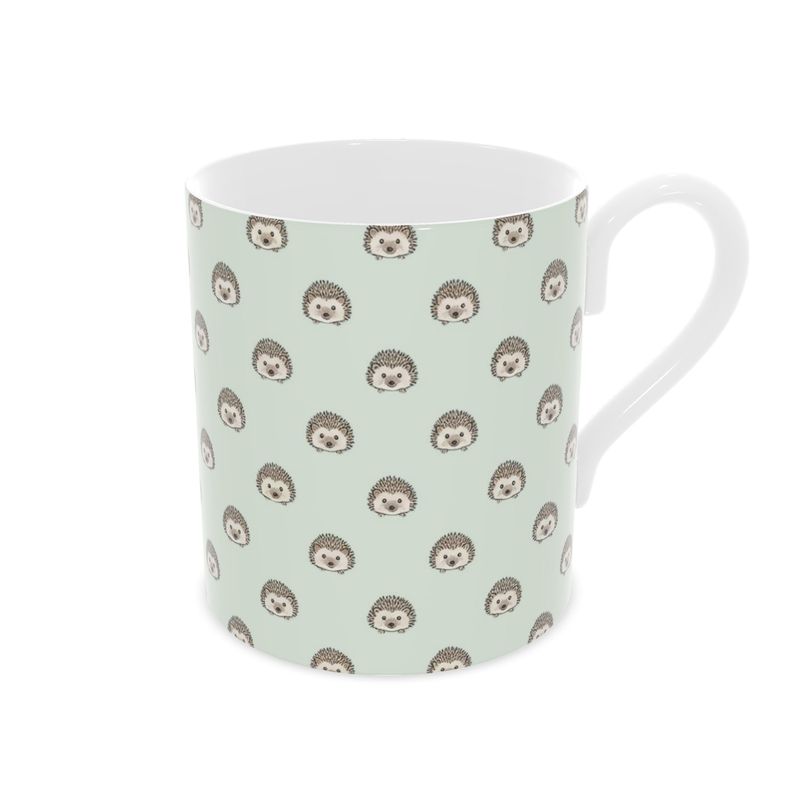 Fine Bone China Mug | Country Hedgehog Design in Soft Green