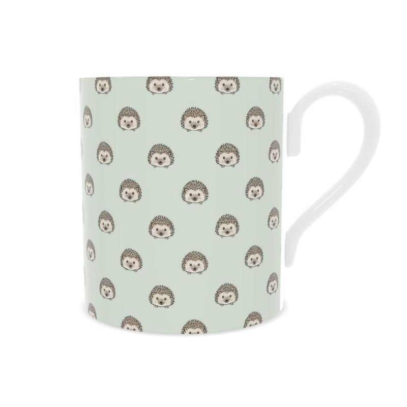 Fine Bone China Mug | Country Hedgehog Design in Soft Green