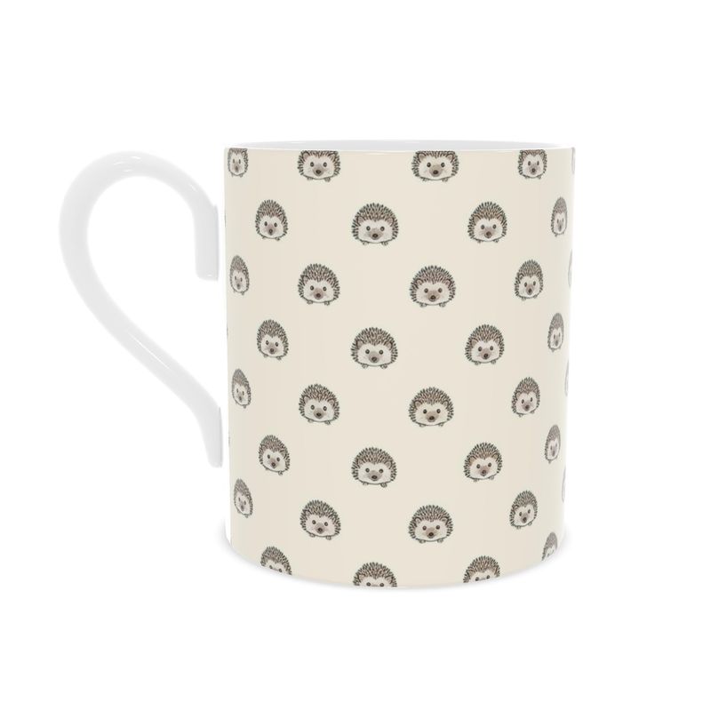 Country Hedgehog Soft Yellow Fine Bone China Mug - Adorable Animal Mug