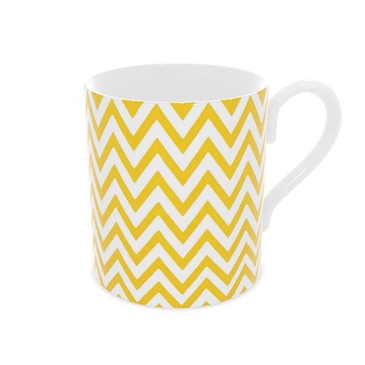 Chic Amalfi Yellow Geometric Mug | Fine Bone China Coffee Mug