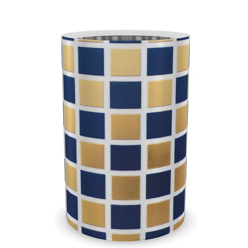 Chic Capri Blue Gold Geometric Wine Cooler for Parties