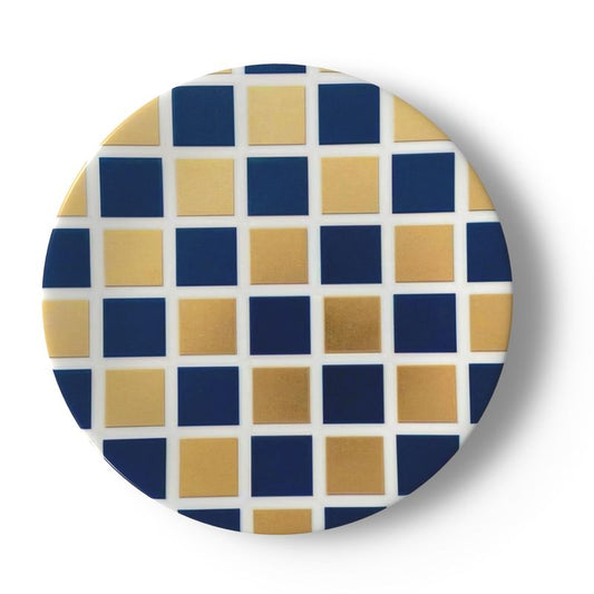 Capri Blue & Gold Geometric Bone China Plate - Elegant Home Decor