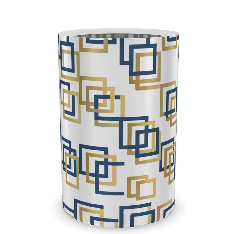 Capri Blue & Gold Geometric Wine Cooler - Stylish Barware