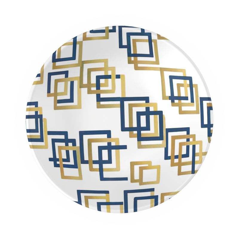 Capri Blue & Gold Geometric Bowl – Elegant Tableware