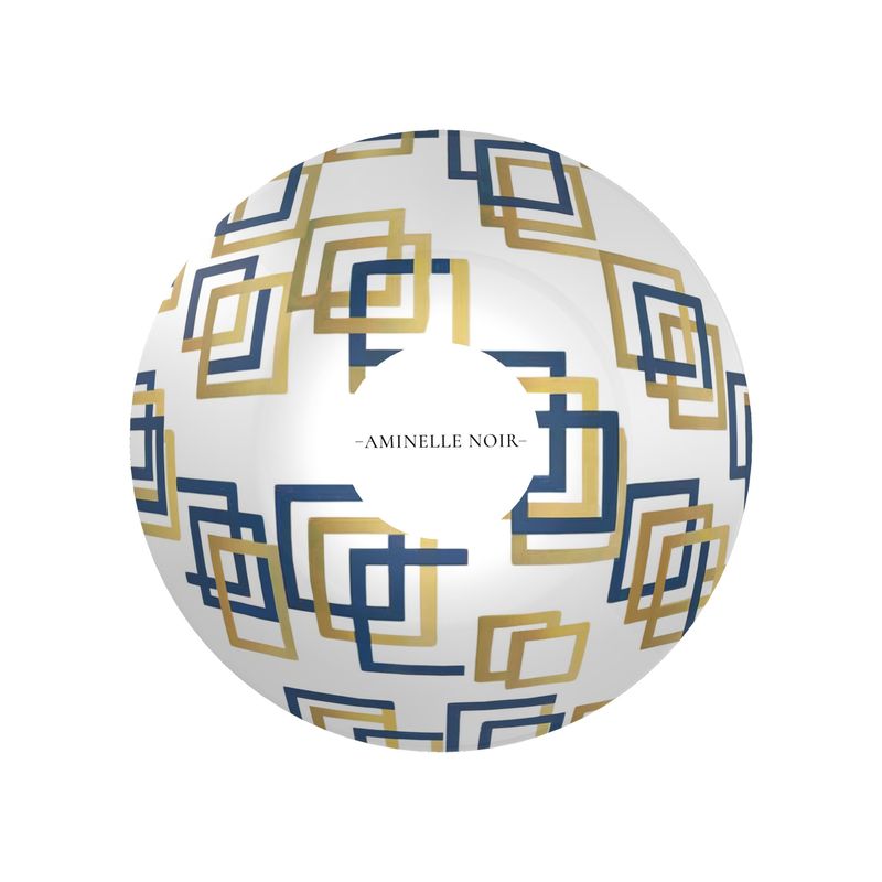 Capri Blue & Gold Geometric Bowl – Elegant Tableware
