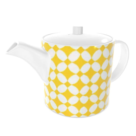 Stylish Amalfi Yellow Geometric Bone China Teapot - Perfect for Tea Lovers