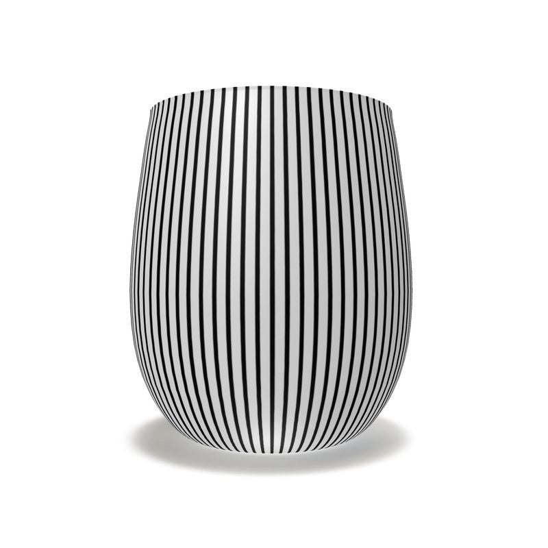 Noir Black & White Stripe Crystal Water Glass - Elegant Drinkware