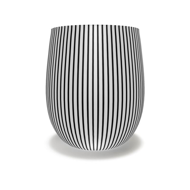 Noir Black & White Stripe Crystal Water Glass - Elegant Drinkware