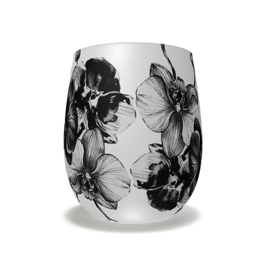 Noir Orchid Crystal Water Glass - Elegant Drinkware