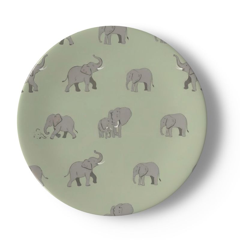 Savannah Elephant Plate in Fine Bone China