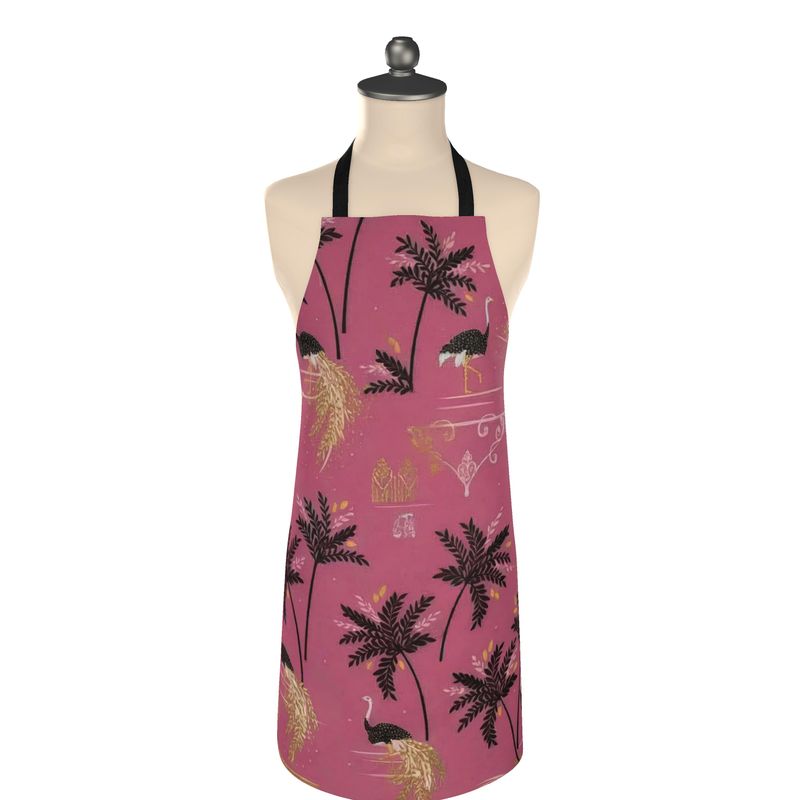 Chic Ostrich Pink Apron - Stylish Cooking & Baking Accessory