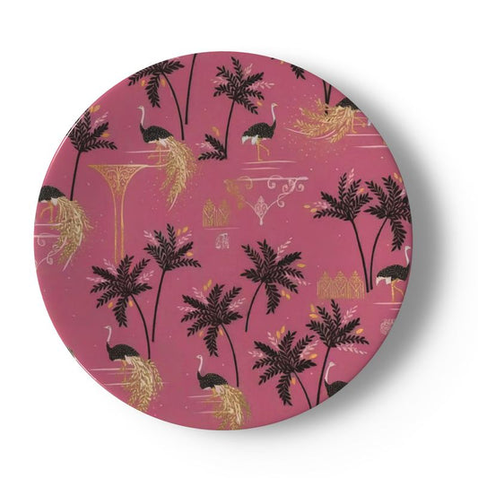 Ostrich Pink Bone China Plate - Elegant Dinnerware