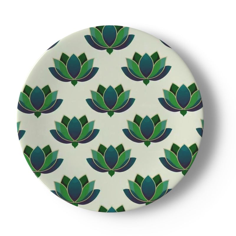 Stunning Lotus Flower Design Bone China Plate - Luxury Dinnerware