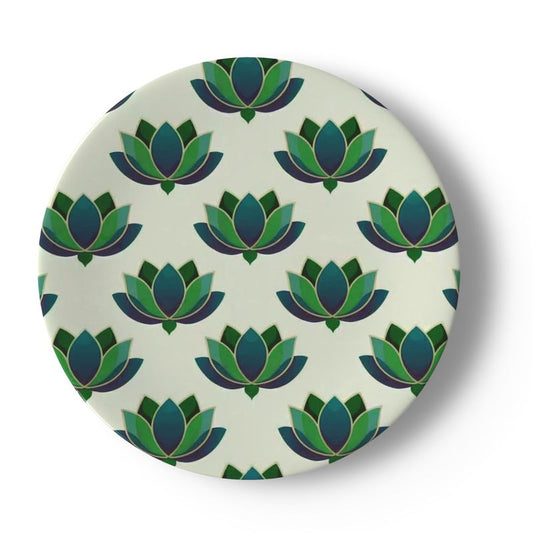 Stunning Lotus Flower Design Bone China Plate - Luxury Dinnerware