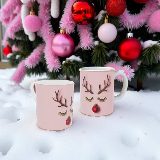 Festive Christmas Reindeer Bone China Mug