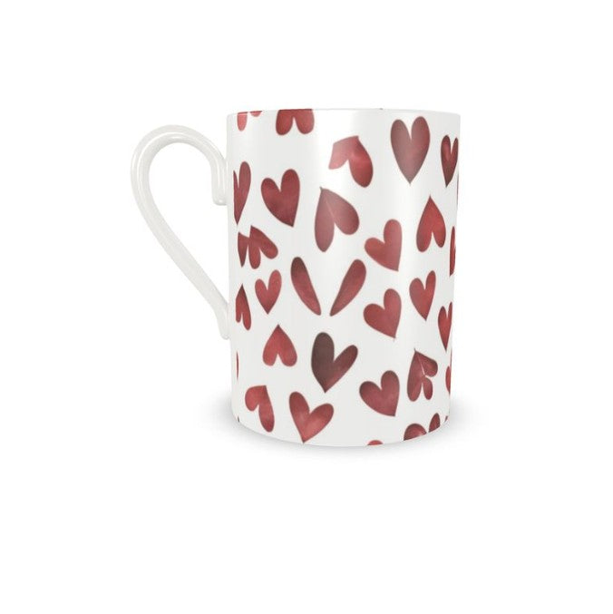 Red Hearts Fine Bone China Coffee Cup and Saucer
