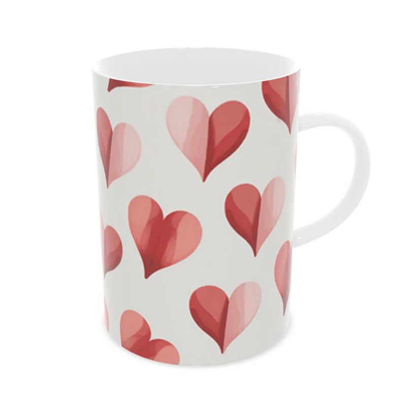 Multicoloured Heart Motif Fine Bone China Mug