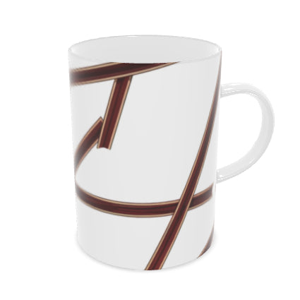 Fine Bone China Mug with Stunning Burgandy and Gold Geometric Details