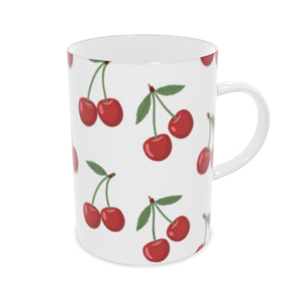Elegant Cherry Motif Fine Bone China Cup, Mediterranean Style