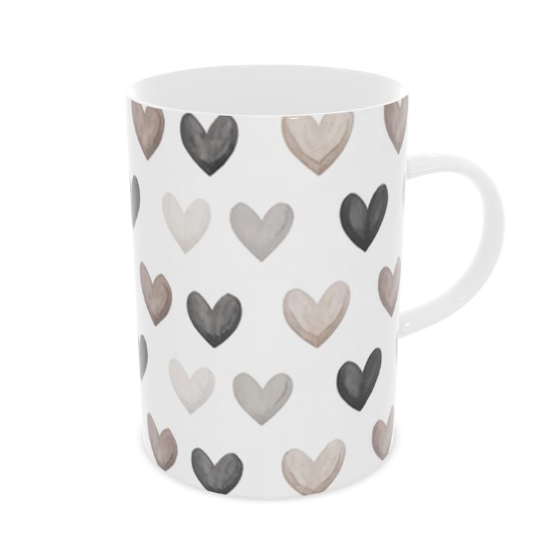 Elegant Designer Fine Bone China Mug in Taupe and Grey