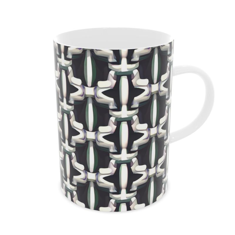 Elegant Black and Silver Fine Bone China Mug - Luxury Designer Collection