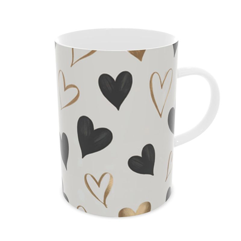 Elegant Mug Black & Gold Hearts - Coffee Lover's Gift